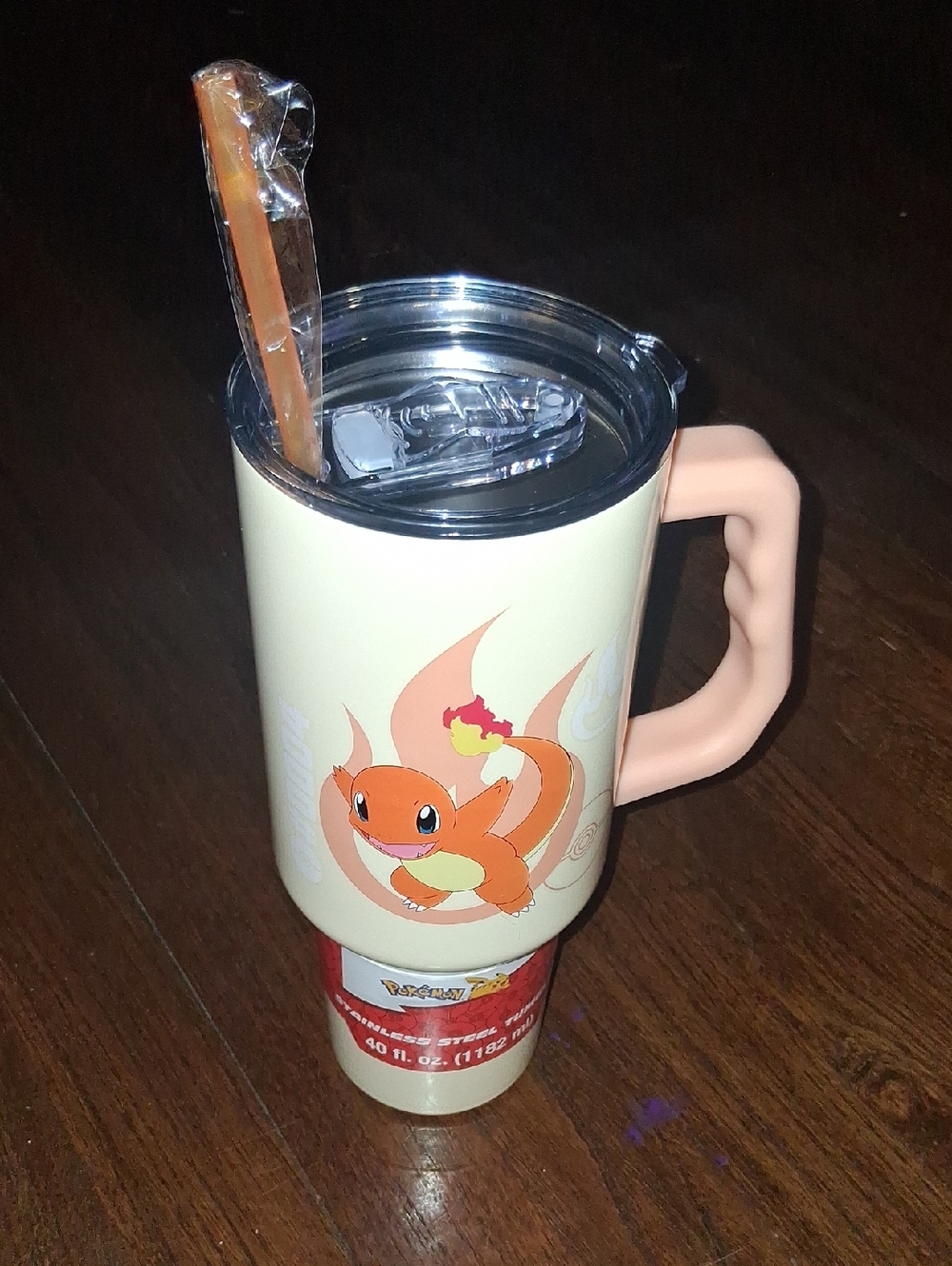 Charmander Stainless Steel Travel Mug - Peach Handle
